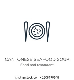 Cantonese seafood soup icon. Thin linear cantonese seafood soup outline icon isolated on white background from food and restaurant collection. Line vector sign, symbol for web and mobile