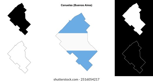 Canuelas department (Buenos Aires) outline map set