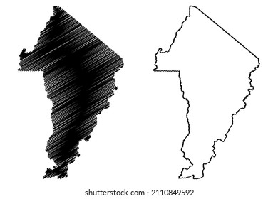 Canutama municipality (Amazonas state, Municipalities of Brazil, Federative Republic of Brazil) map vector illustration, scribble sketch Canutama map