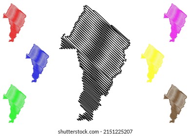 Canutama municipality (Amazonas state, Municipalities of Brazil, Federative Republic of Brazil) map vector illustration, scribble sketch Canutama map