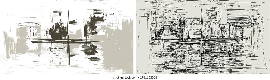 Canvas art, modern abstract background designs, light hand drawn monochrome landscape