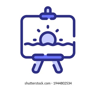 canvas art painting drawing single isolated icon with dashed line style and purple color