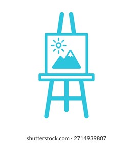 ícone Arte da tela de desenho. Isolado no fundo branco. Ícone azul.