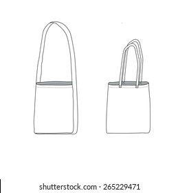 Canvas bag with handles to wear on the shoulder. Vector illustration.