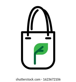 Canvas bag icon. Simple design. Line vector. Isolate on white background.