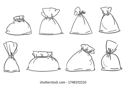 Canvas bag sketch vector illustration