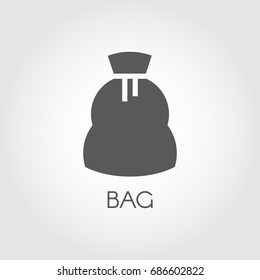 Canvas bag for storing crops, sugar, flour and other products. Culinary and harvest concept. Vector flat icon
