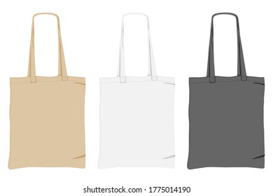 Canvas bag vector mock up set isolated on a white background.