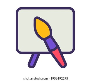 canvas brush drawing single isolated icon with filled outline line style