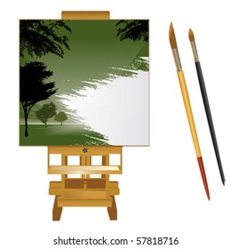 canvas with brushes