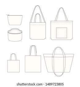 canvas cosmetic and tote bag set mock up