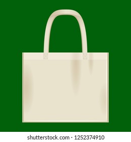 Canvas cotton textiles eco bag. Natural color. Stop plastic pollution. Grunge texture