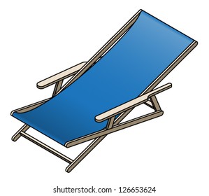 A canvas deck chair. In blue.