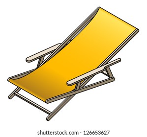 A canvas deck chair. In yellow.