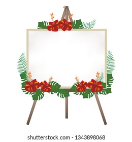 Canvas easel -  hibiscus decoration