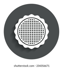 Canvas for embroidery sign icon. Tailor symbol. Gray flat button with shadow. Modern UI website navigation. Vector