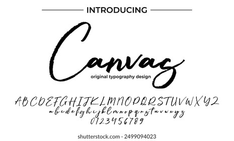 Canvas Font Stylish brush painted an uppercase vector letters, alphabet, typeface