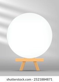 canvas frame artistic circle with easel for art painting, picture canvas and wooden stand
