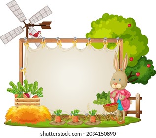 Canvas frame template in the garden scene isolated on white background illustration