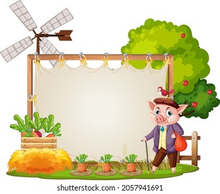 Canvas frame template in the garden scene isolated on white background illustration