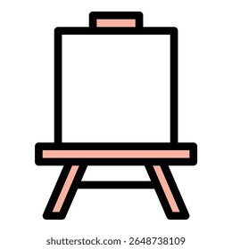 Ícone de tela ilustração de estilo de linha plana representando uma superfície para pintura ou trabalho criativo, adequado para projetos de arte, ferramentas de design e plataformas de expressão visual