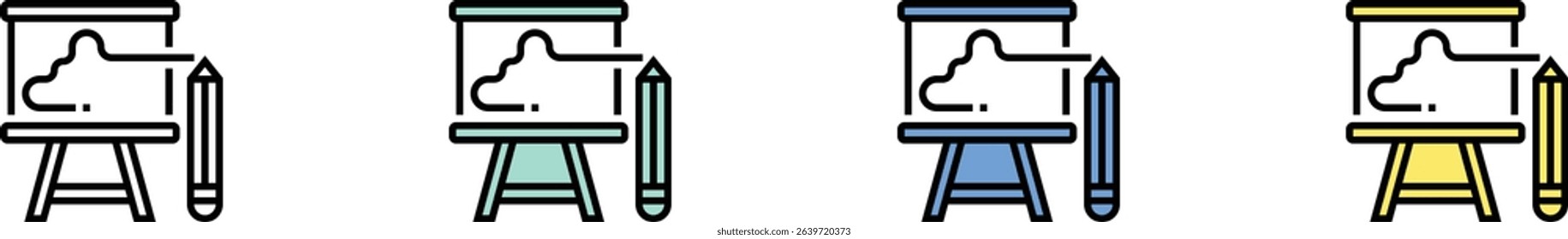 canvas icon. Outline, Green, Blue and Yellow Style Design Isolated On White Background