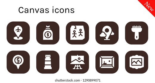  canvas icon set. 10 filled canvas icons. Simple modern icons about  - Placeholder, Money bag, Art, Brush, Paint, Painting
