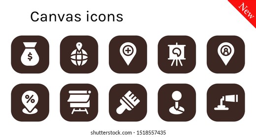 canvas icon set. 10 filled canvas icons.  Simple modern icons about  - Money bag, Placeholder, Canvas, Brush, Paint tube