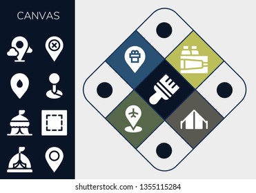 canvas icon set. 13 filled canvas icons.  Simple modern icons about  - Brush, Tent, Placeholder, Marquee, Paint
