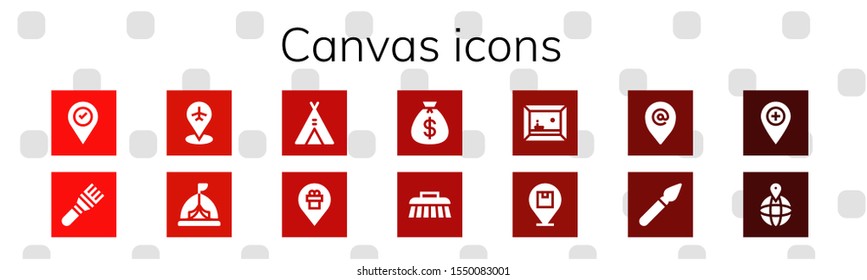 canvas icon set. 14 filled canvas icons.  Simple modern icons about  - Placeholder, Brush, Tent, Money bag, Painting, Paint brush