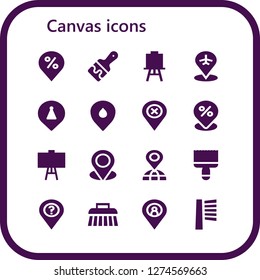  canvas icon set. 16 filled canvas icons. Simple modern icons about  - Placeholder, Paint brush, Canvas, Brush