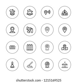 Canvas icon set. collection of 16 outline canvas icons with artist, brush, paint brush, paint tube, paint, placeholder icons.