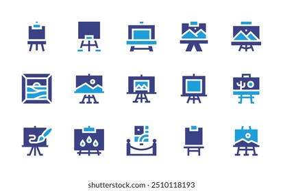 Canvas icon set. Duotone color. Vector illustration. Containing painting, draw, canvas, paintcanvas, gallery, easel, image, paint.