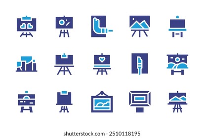 Canvas icon set. Duotone color. Vector illustration. Containing painting, canvas, paint, easel, art.