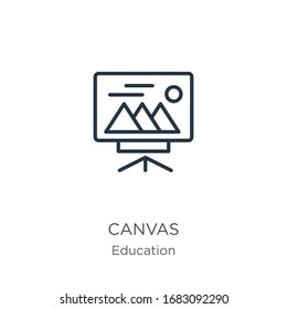 Icono de lienzo. Icono de contorno de lienzo lineal delgado aislado en fondo blanco de la colección de educación. Signo vectorial de línea, símbolo para web y móvil