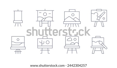 Canvas icons. Editable stroke. Containing canvas, draw, painting.