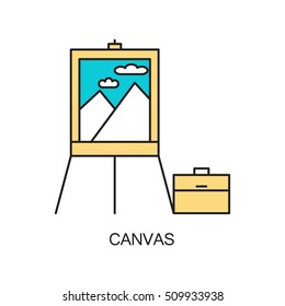 Canvas line icon. Single high quality outline interior or technological pictogram for composition of children's room. Vector line element for design website, mobile app, logo, etc.