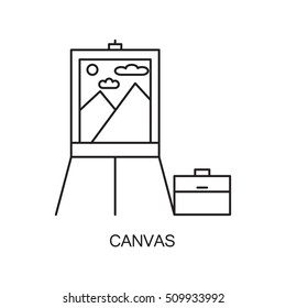 Canvas line icon. Single high quality outline interior or technological pictogram for composition of children's room. Vector line element for design website, mobile app, logo, etc. 