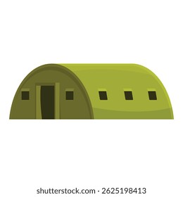 Canvas military hangar protecting equipment and personnel, providing shelter and storage in field operations