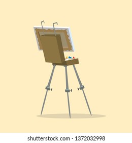canvas on easel palette and paint .A device for the artist to write in nature plein air.Vector illustration