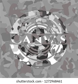 Canvas on grey camo texture