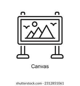 Canvas Outline Icon Design illustration. Art and Crafts Symbol on White background EPS 10 File