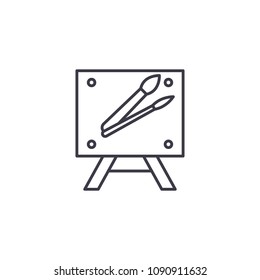 Canvas & paintbrush linear icon concept. Canvas & paintbrush line vector sign, symbol, illustration.