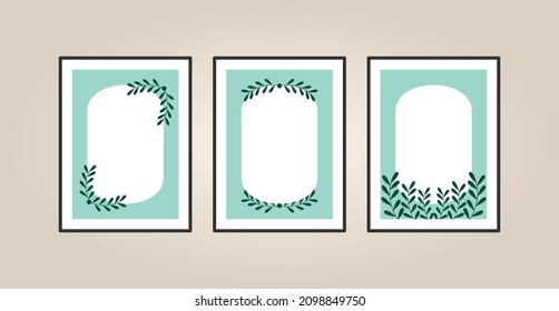 Canvas painting for the rooms. Tropical leaves background. Wall art design. Summer poster element for interior design of office, dinning, and bed room . 