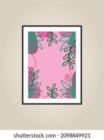 Canvas painting for the rooms. Tropical leaves background. Wall art design. Summer poster element for interior design of office, dinning, and bed room . 