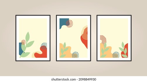 Canvas painting for the rooms. Tropical leaves background. Wall art design. Summer poster element for interior design of office, dinning, and bed room . 