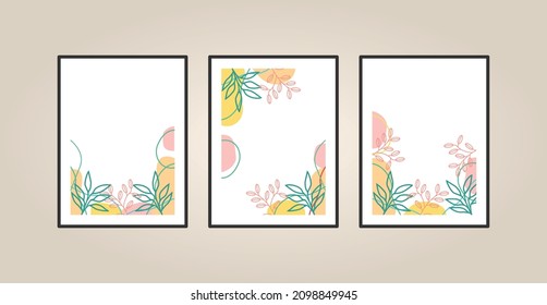 Canvas painting for the rooms. Tropical leaves background. Wall art design. Summer poster element for interior design of office, dinning, and bed room . 
