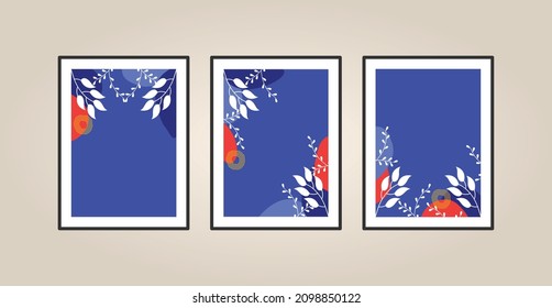 Canvas painting for the rooms. Tropical leaves background. Wall art design. Summer poster element for interior design of office, dinning, and bed room . 