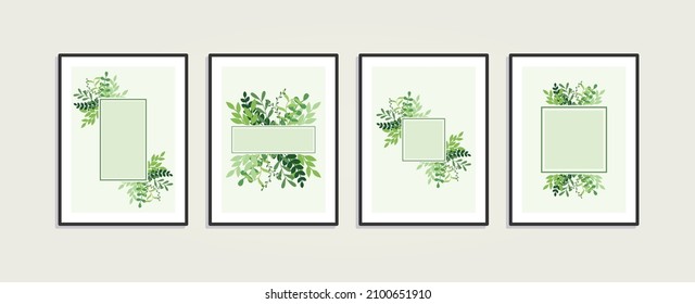 Canvas painting for the rooms. Tropical leaves background. Wall art design. Summer poster element for interior design of office, dinning, and bed room . 