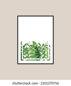 Canvas painting for the rooms. Tropical leaves background. Wall art design. Summer poster element for interior design of office, dinning, and bed room . 